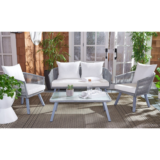 Ensemble de patio extérieur Sneh-Lata 4 pièces en corde SAFAVIEH - 54 L x 27 P x 26 H