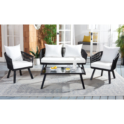 Ensemble de patio extérieur Sneh-Lata 4 pièces en corde SAFAVIEH - 54 L x 27 P x 26 H