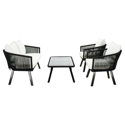 Ensemble de patio extérieur Sneh-Lata 4 pièces en corde SAFAVIEH - 54 L x 27 P x 26 H