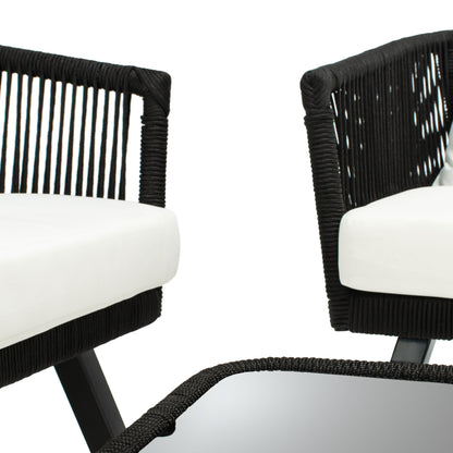 Ensemble de patio extérieur Sneh-Lata 4 pièces en corde SAFAVIEH - 54 L x 27 P x 26 H