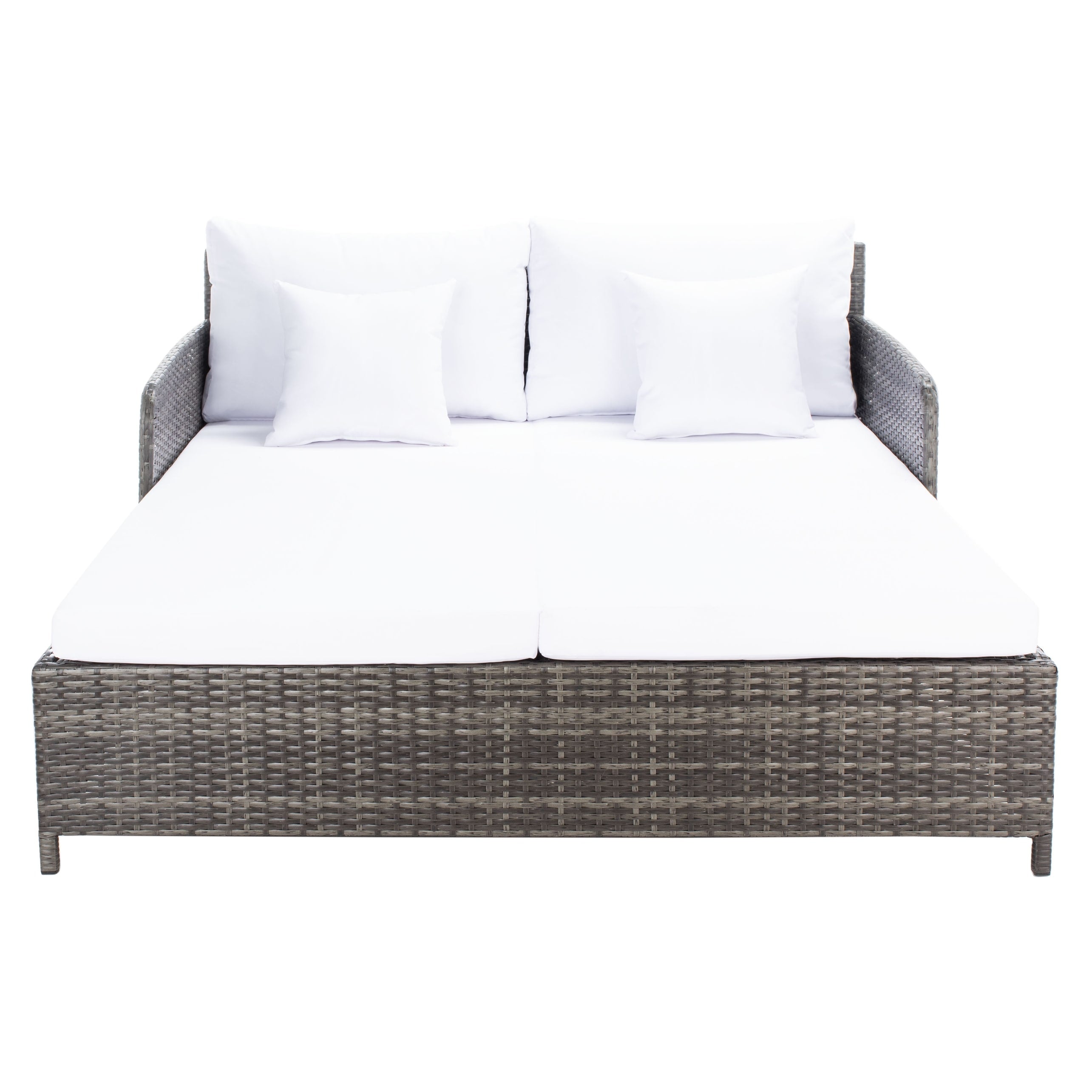 Lit de repos d'extérieur SAFAVIEH Taniyah en osier avec oreillers et coussins - 53 L x 28 P x 62 H