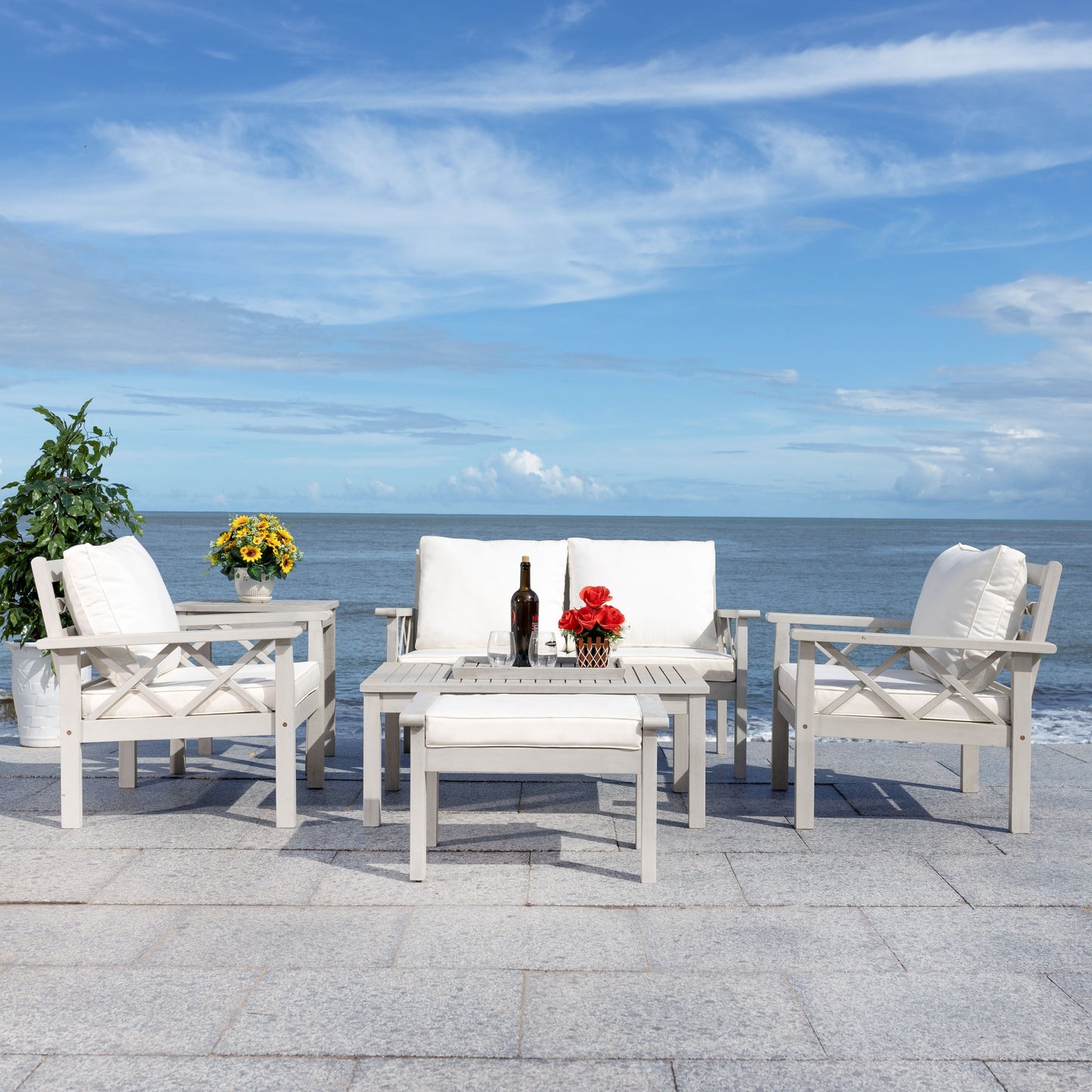 Ensemble de jardin 6 pièces SAFAVIEH Outdoor Unnur - 344 L x 30 P x 28 H