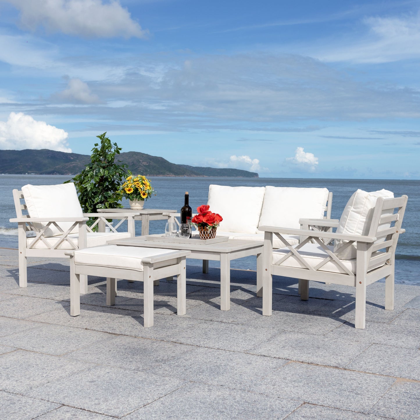 Ensemble de jardin 6 pièces SAFAVIEH Outdoor Unnur - 344 L x 30 P x 28 H