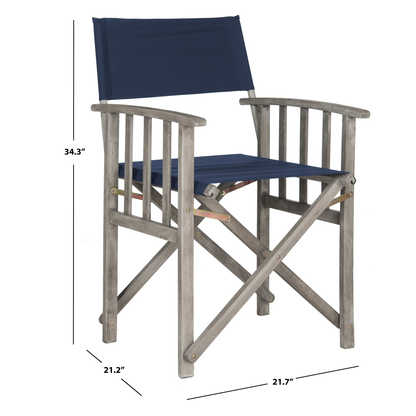 Chaises de réalisateur d'extérieur Vaira en bois d'acacia SAFAVIEH (lot de 2) - 22 L x 34 P x 21 H