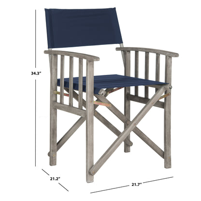 Chaises de réalisateur d'extérieur Vaira en bois d'acacia SAFAVIEH (lot de 2) - 22 L x 34 P x 21 H