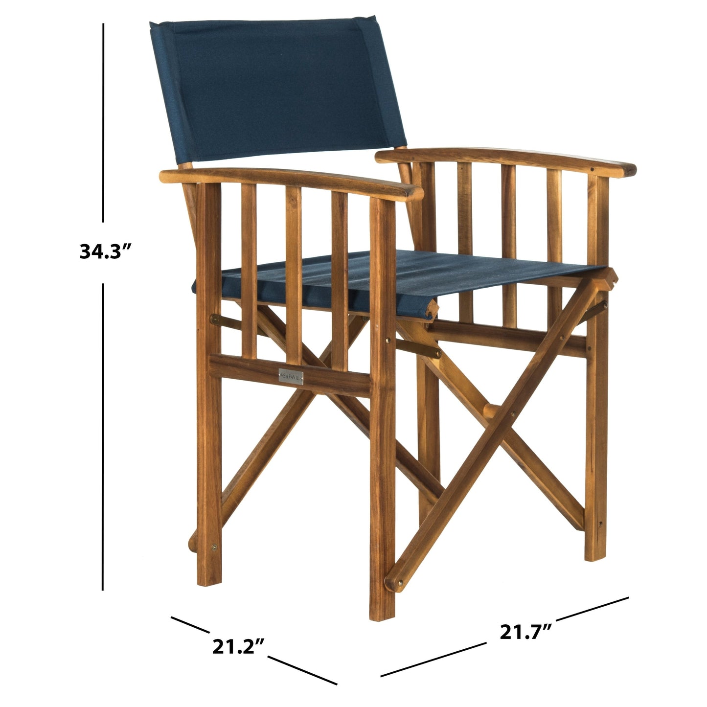 Chaises de réalisateur d'extérieur Vaira en bois d'acacia SAFAVIEH (lot de 2) - 22 L x 34 P x 21 H