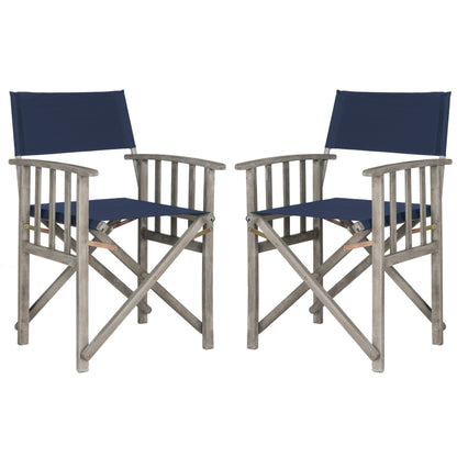 Chaises de réalisateur d'extérieur Vaira en bois d'acacia SAFAVIEH (lot de 2) - 22 L x 34 P x 21 H