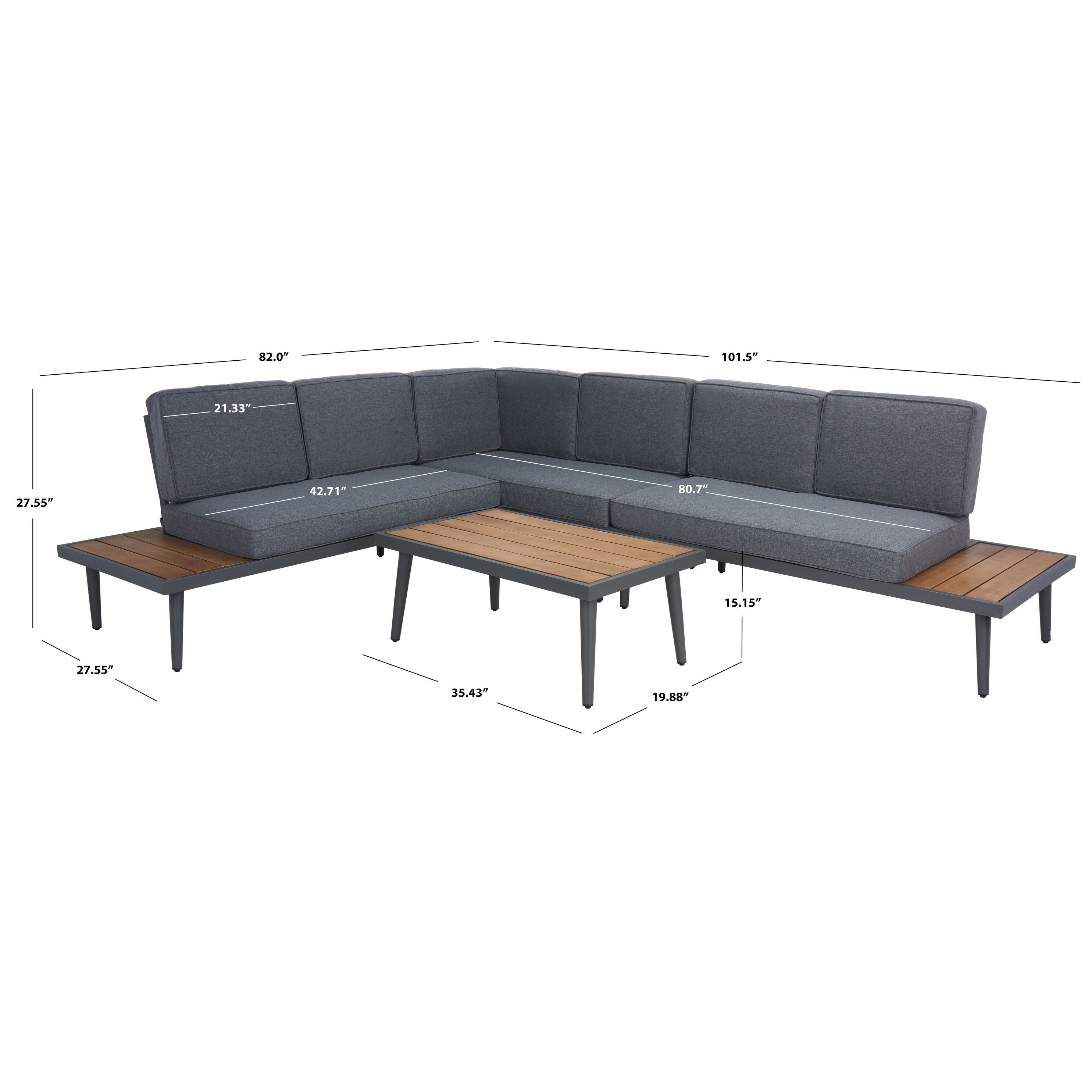 Salon d'angle d'extérieur Wendela de SAFAVIEH - 47 L x 28 P x 38 H