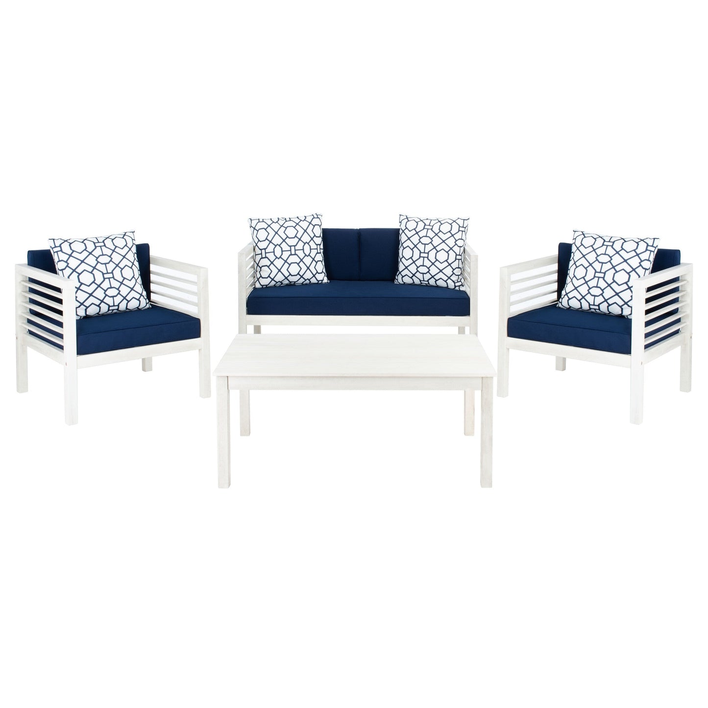 Ensemble de jardin d'extérieur SAFAVIEH Yoselin 4 pièces avec coussin décoratif – 51 L x 26 P x 26 H