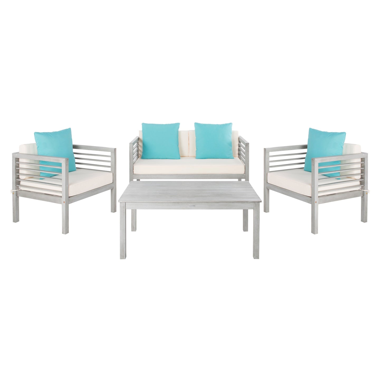 Ensemble de jardin d'extérieur SAFAVIEH Yoselin 4 pièces avec coussin décoratif – 51 L x 26 P x 26 H
