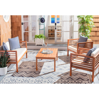 Ensemble de jardin d'extérieur SAFAVIEH Yoselin 4 pièces avec coussin décoratif – 51 L x 26 P x 26 H