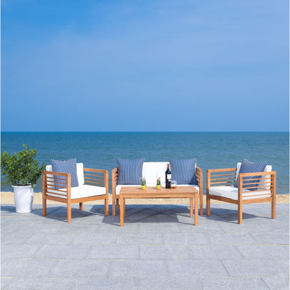 Ensemble de jardin d'extérieur SAFAVIEH Yoselin 4 pièces avec coussin décoratif – 51 L x 26 P x 26 H