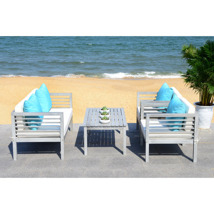 Ensemble de jardin d'extérieur SAFAVIEH Yoselin 4 pièces avec coussin décoratif – 51 L x 26 P x 26 H