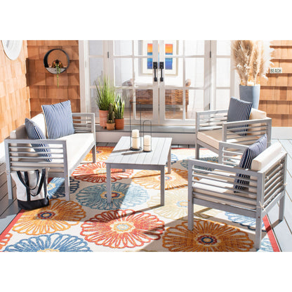 Ensemble de jardin d'extérieur SAFAVIEH Yoselin 4 pièces avec coussin décoratif – 51 L x 26 P x 26 H