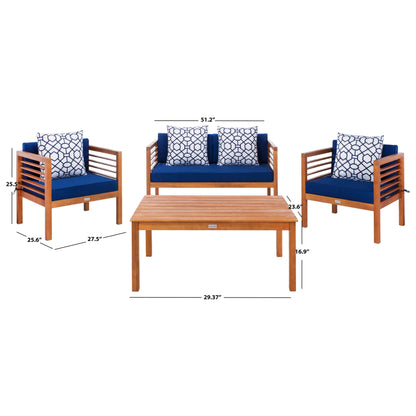 Ensemble de jardin d'extérieur SAFAVIEH Yoselin 4 pièces avec coussin décoratif – 51 L x 26 P x 26 H