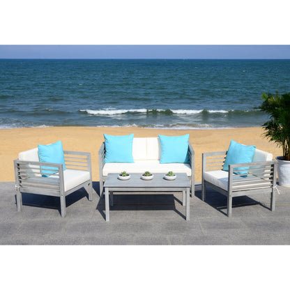 Ensemble de jardin d'extérieur SAFAVIEH Yoselin 4 pièces avec coussin décoratif – 51 L x 26 P x 26 H
