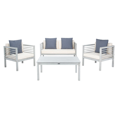 Ensemble de jardin d'extérieur SAFAVIEH Yoselin 4 pièces avec coussin décoratif – 51 L x 26 P x 26 H