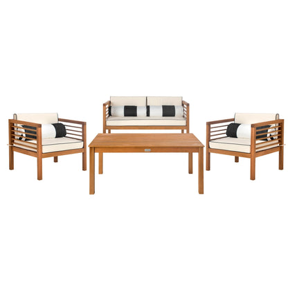 Ensemble de jardin d'extérieur SAFAVIEH Yoselin 4 pièces avec coussin décoratif – 51 L x 26 P x 26 H