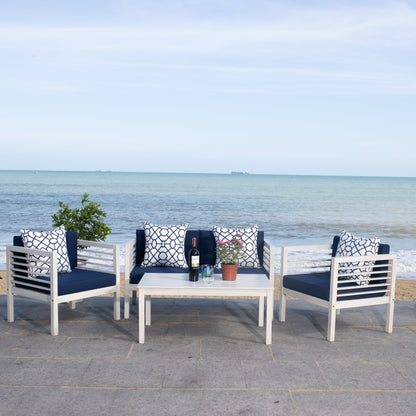 Ensemble de jardin d'extérieur SAFAVIEH Yoselin 4 pièces avec coussin décoratif – 51 L x 26 P x 26 H