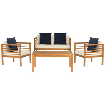 Ensemble de jardin d'extérieur SAFAVIEH Yoselin 4 pièces avec coussin décoratif – 51 L x 26 P x 26 H