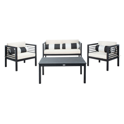 Ensemble de jardin d'extérieur SAFAVIEH Yoselin 4 pièces avec coussin décoratif – 51 L x 26 P x 26 H