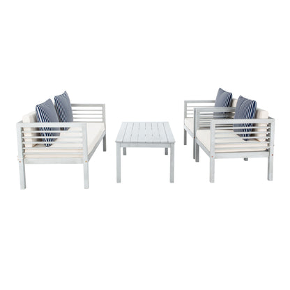 Ensemble de jardin d'extérieur SAFAVIEH Yoselin 4 pièces avec coussin décoratif – 51 L x 26 P x 26 H