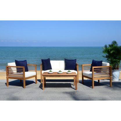 Ensemble de jardin d'extérieur SAFAVIEH Yoselin 4 pièces avec coussin décoratif – 51 L x 26 P x 26 H