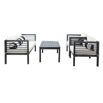 Ensemble de jardin d'extérieur SAFAVIEH Yoselin 4 pièces avec coussin décoratif – 51 L x 26 P x 26 H