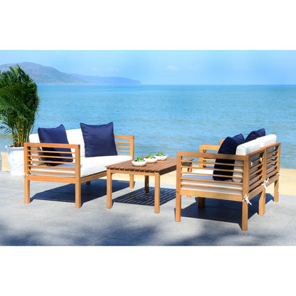 Ensemble de jardin d'extérieur SAFAVIEH Yoselin 4 pièces avec coussin décoratif – 51 L x 26 P x 26 H