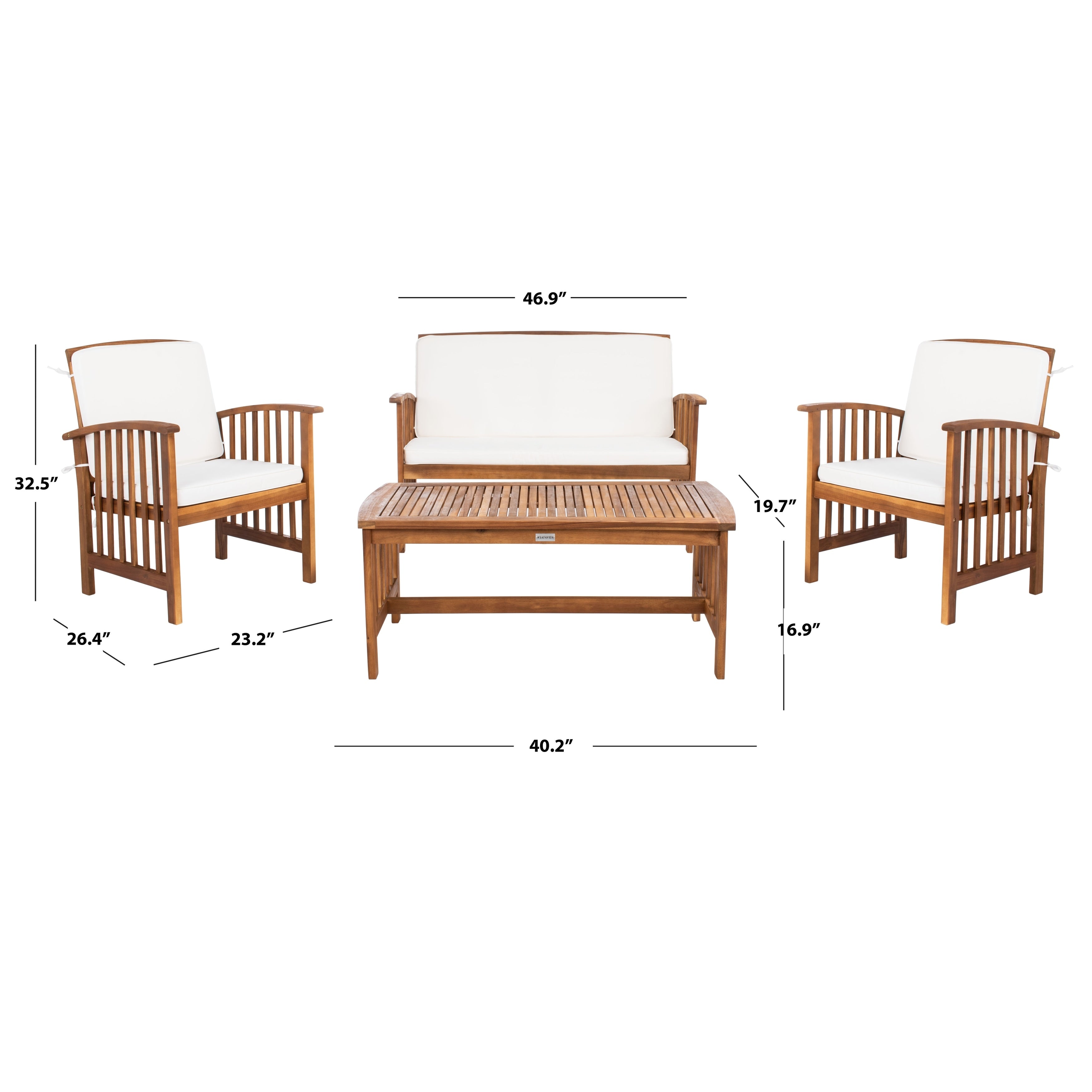 Ensemble de jardin Yuliana 4 pièces SAFAVIEH - 47 L x 33 P x 26 H