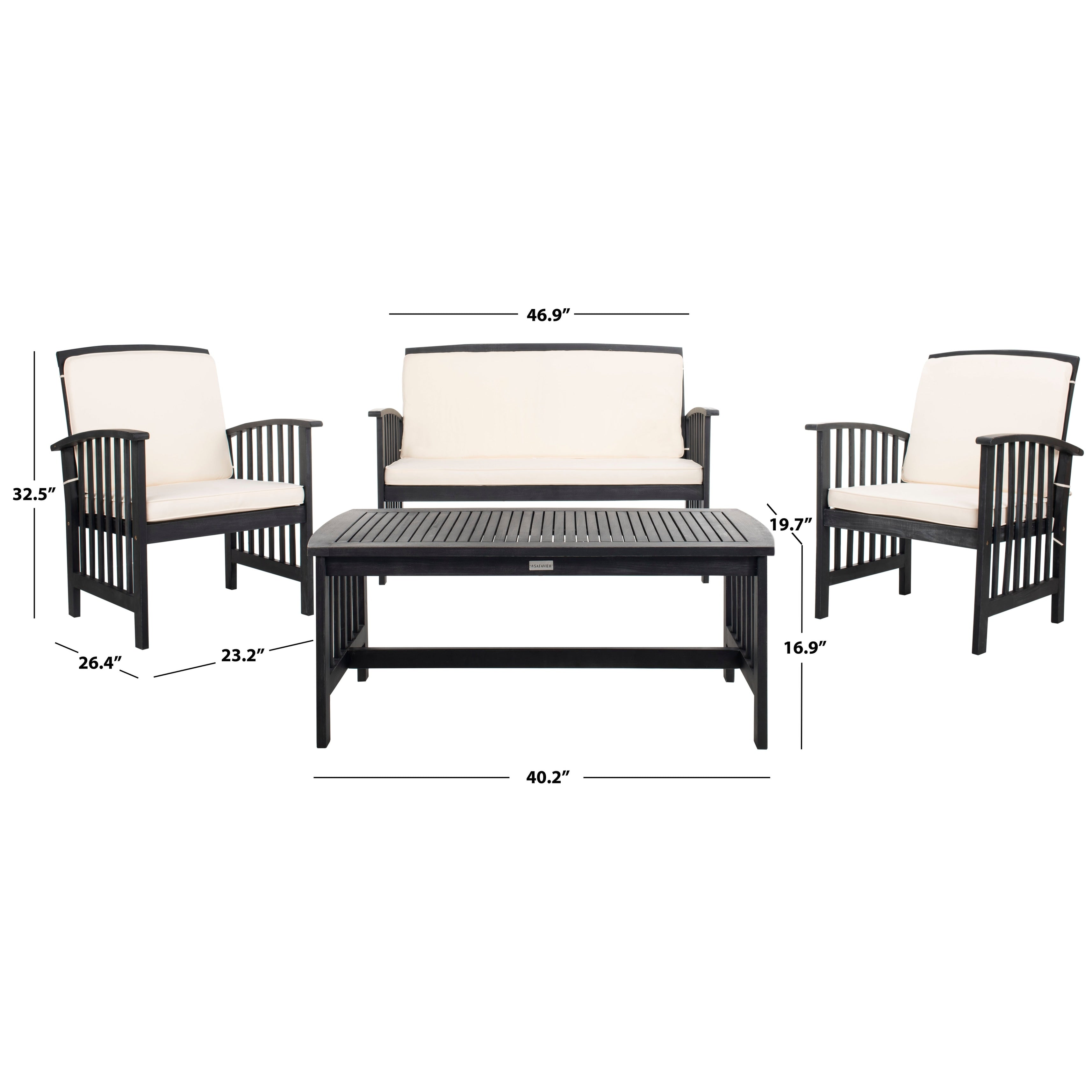 Ensemble de jardin Yuliana 4 pièces SAFAVIEH - 47 L x 33 P x 26 H