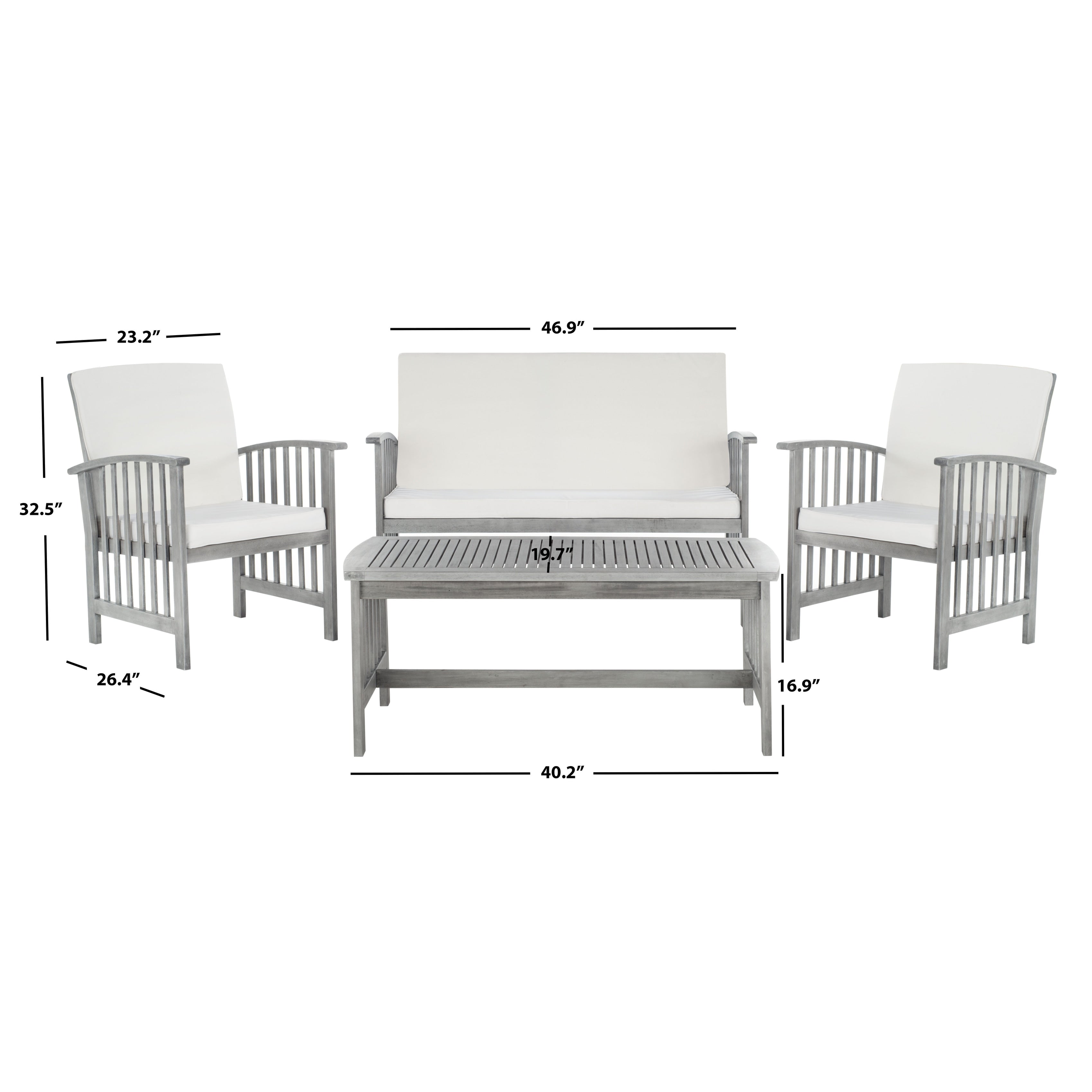 Ensemble de jardin Yuliana 4 pièces SAFAVIEH - 47 L x 33 P x 26 H