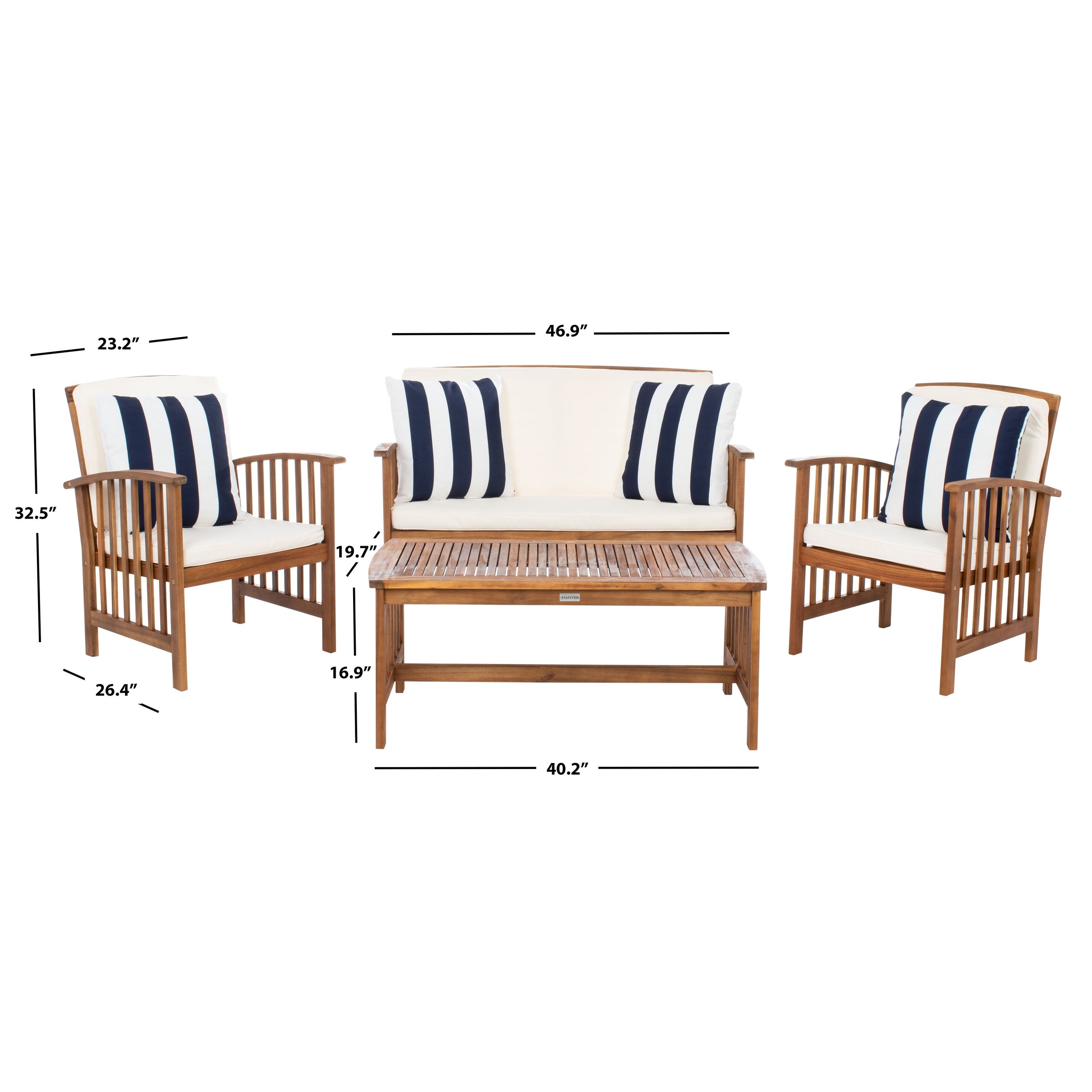Ensemble de jardin Yuliana 4 pièces SAFAVIEH - 47 L x 33 P x 26 H