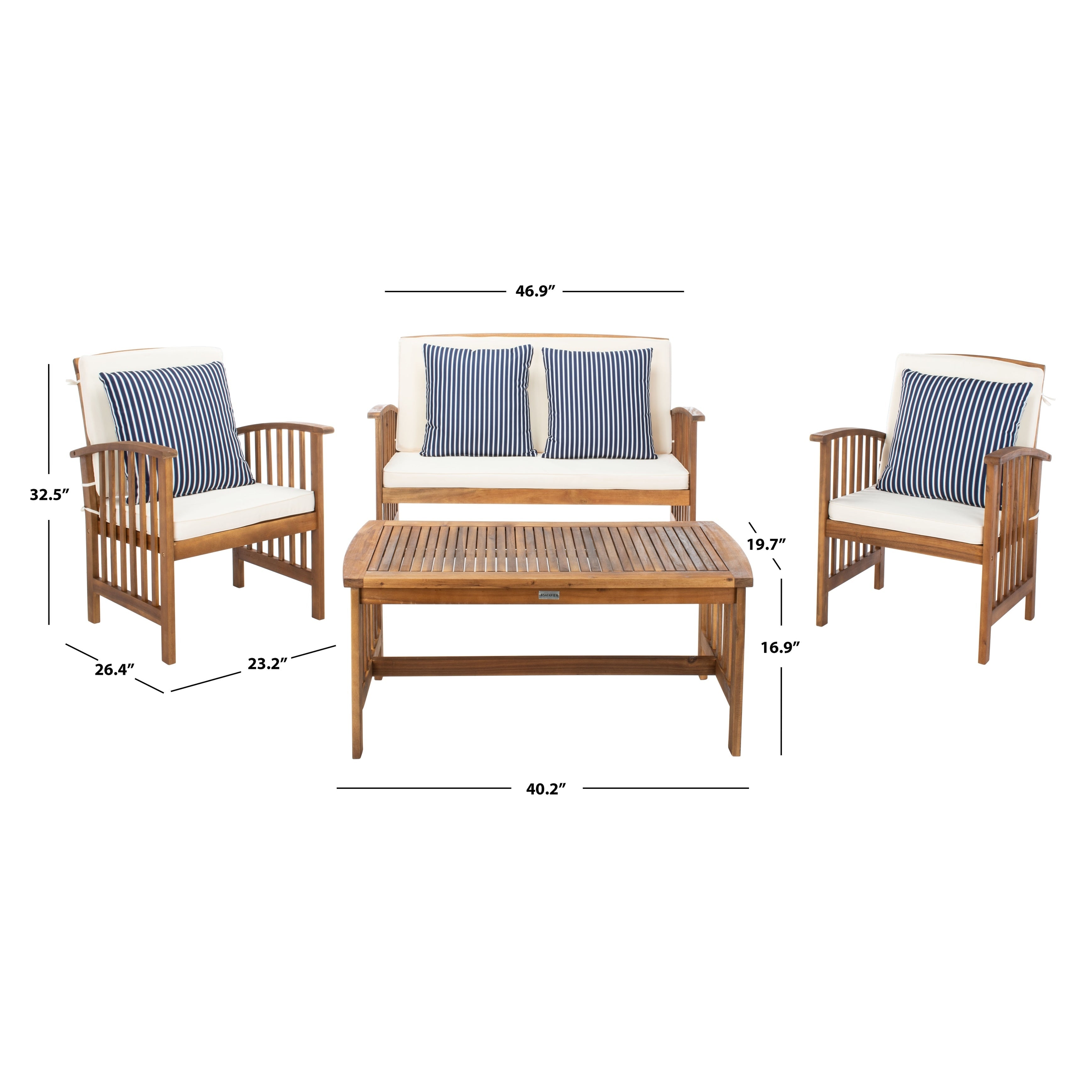 Ensemble de jardin Yuliana 4 pièces SAFAVIEH - 47 L x 33 P x 26 H