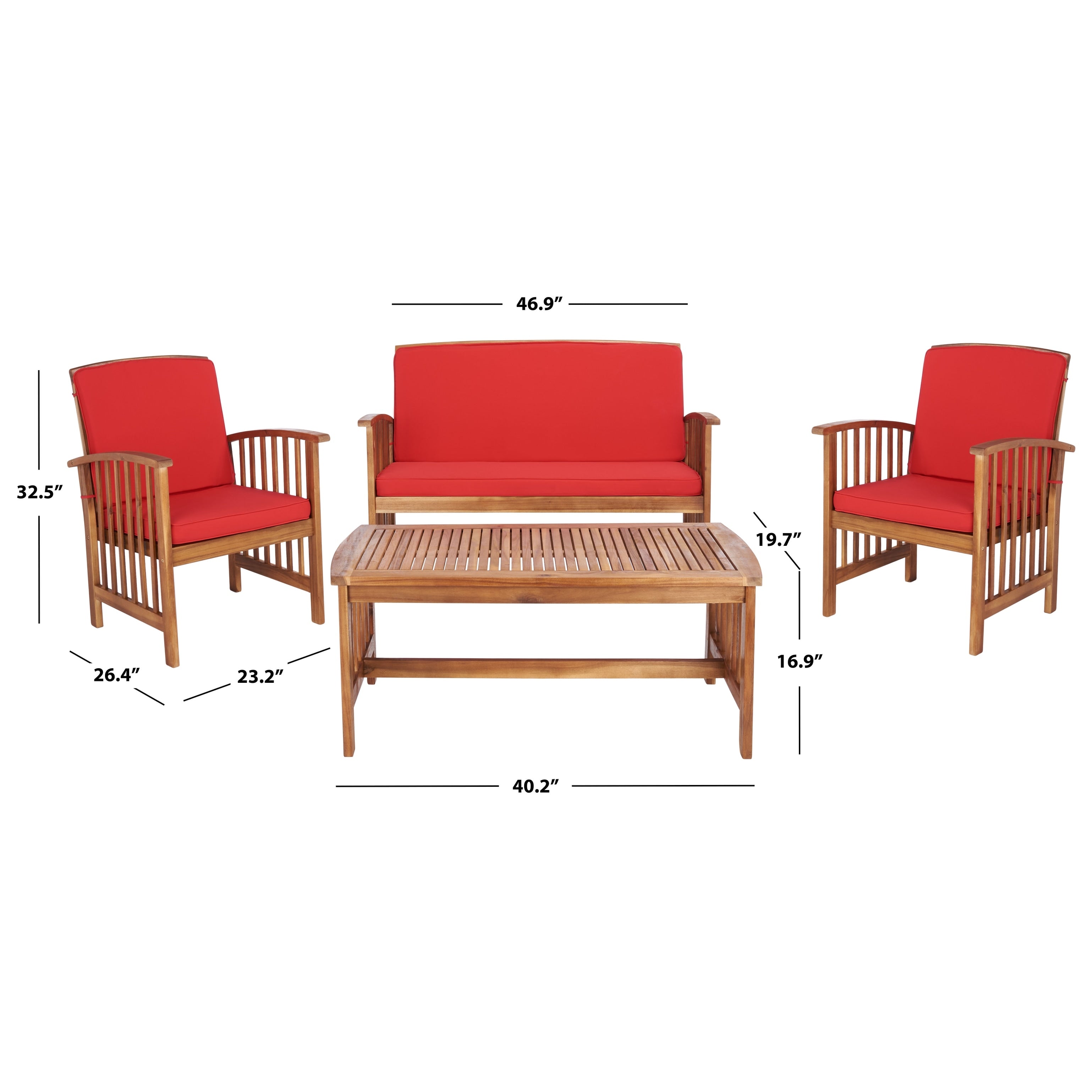 Ensemble de jardin Yuliana 4 pièces SAFAVIEH - 47 L x 33 P x 26 H