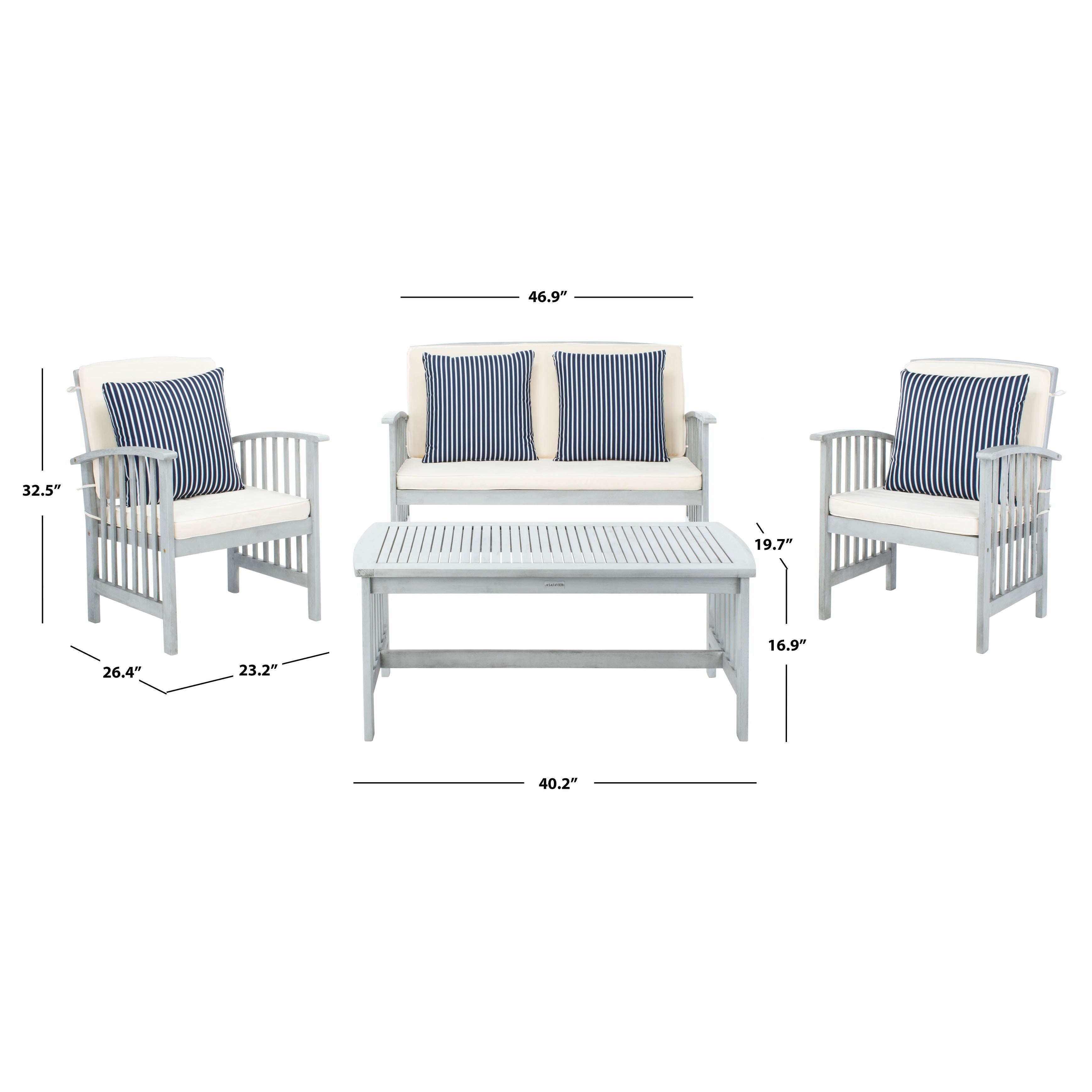 Ensemble de jardin Yuliana 4 pièces SAFAVIEH - 47 L x 33 P x 26 H