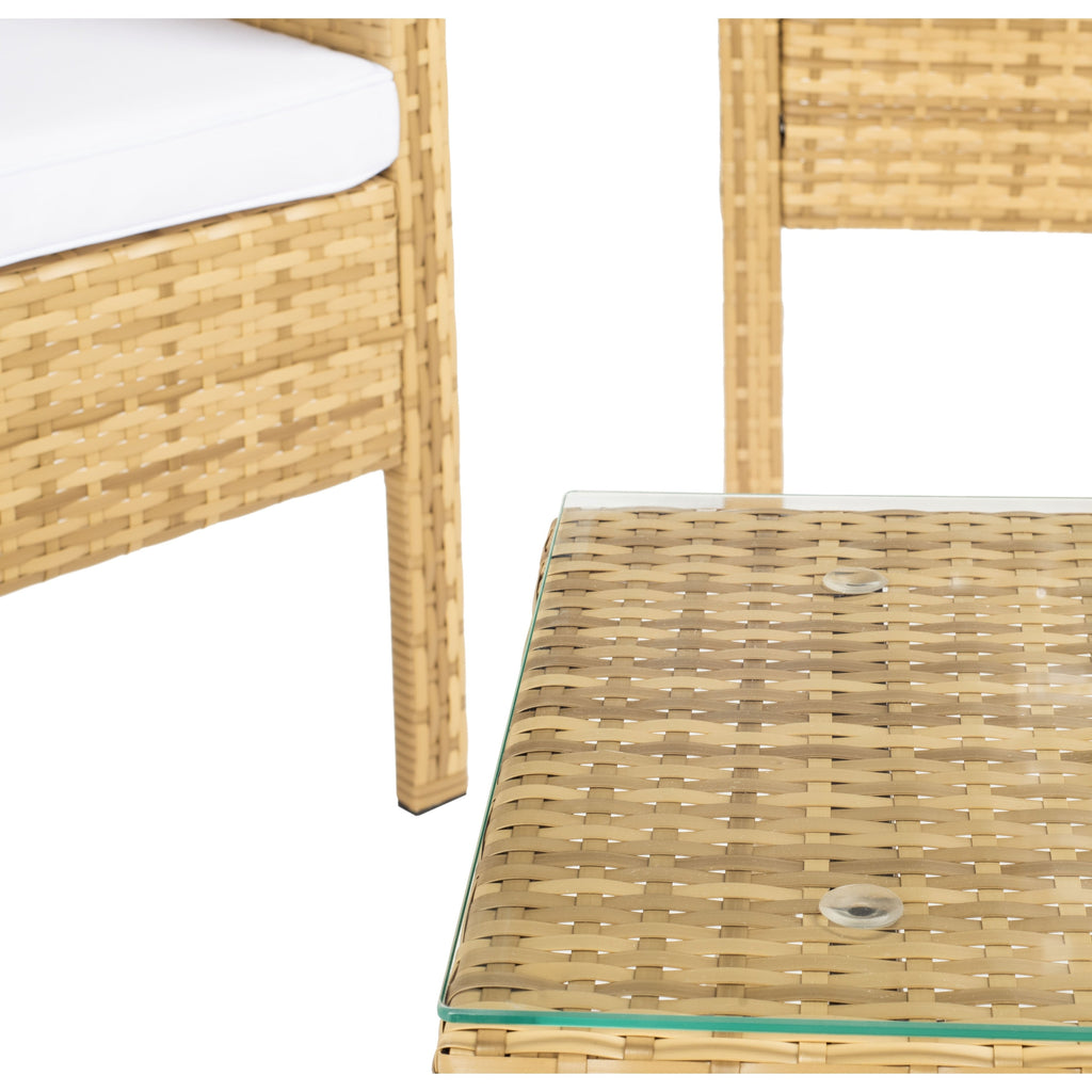 Ensemble de salon de jardin SAFAVIEH Zsolt en osier et acier, 4 pièces, dimensions : 42 l x 31 p x 21 h