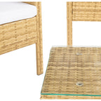 Ensemble de salon de jardin SAFAVIEH Zsolt en osier et acier, 4 pièces, dimensions : 42 l x 31 p x 21 h