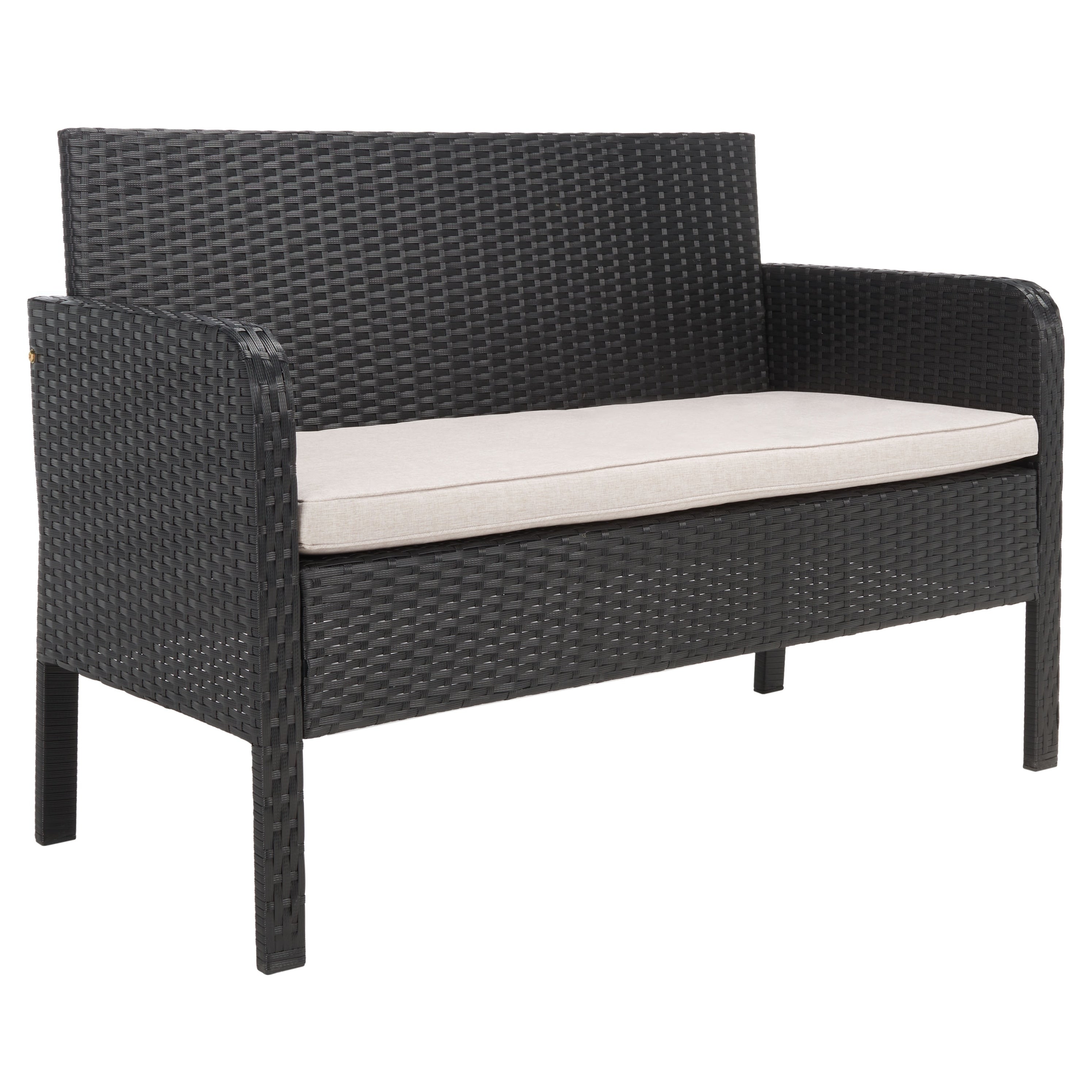Ensemble de salon de jardin SAFAVIEH Zsolt en osier et acier, 4 pièces, dimensions : 42 l x 31 p x 21 h