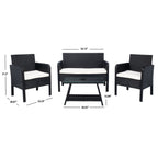 Ensemble de salon de jardin SAFAVIEH Zsolt en osier et acier, 4 pièces, dimensions : 42 l x 31 p x 21 h