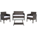 Ensemble de salon de jardin SAFAVIEH Zsolt en osier et acier, 4 pièces, dimensions : 42 l x 31 p x 21 h