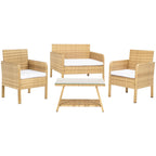 Ensemble de salon de jardin SAFAVIEH Zsolt en osier et acier, 4 pièces, dimensions : 42 l x 31 p x 21 h