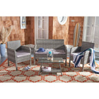Ensemble de salon de jardin SAFAVIEH Zsolt en osier et acier, 4 pièces, dimensions : 42 l x 31 p x 21 h