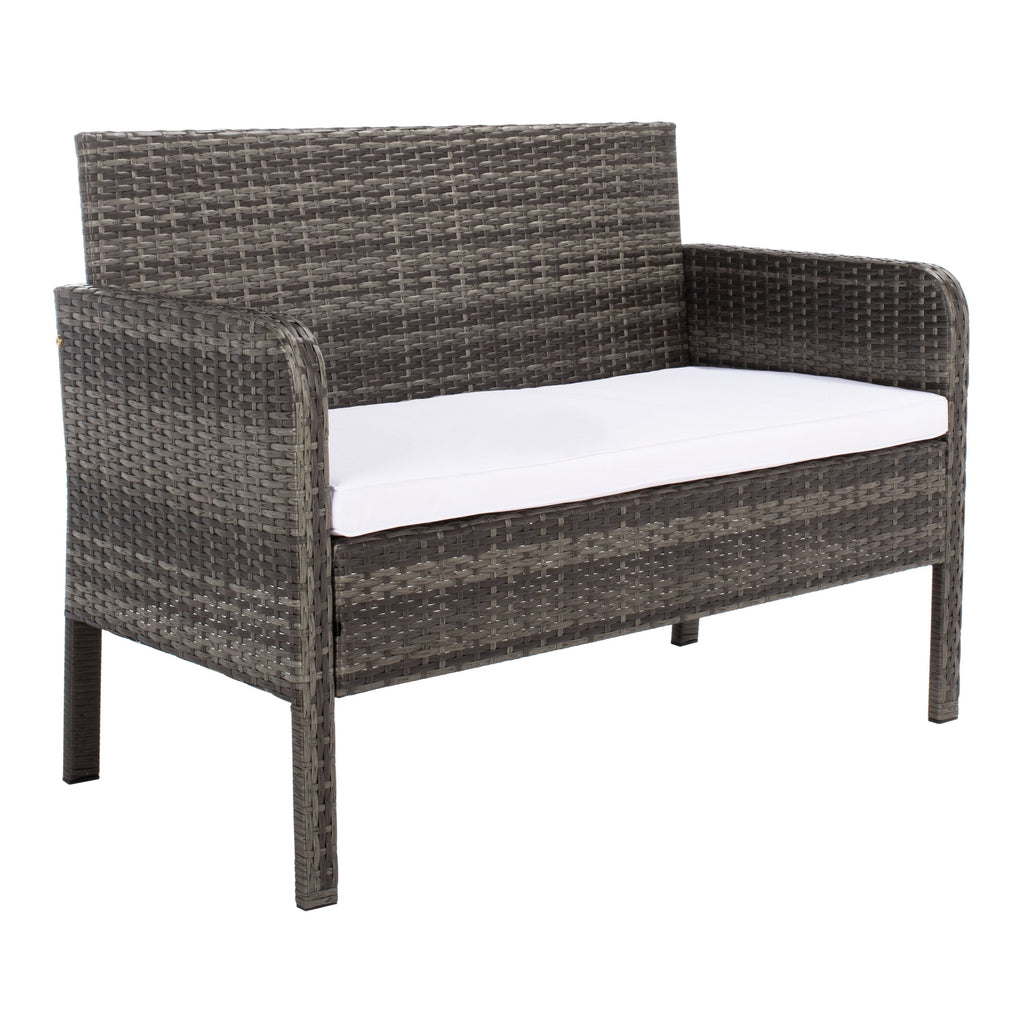 Ensemble de salon de jardin SAFAVIEH Zsolt en osier et acier, 4 pièces, dimensions : 42 l x 31 p x 21 h