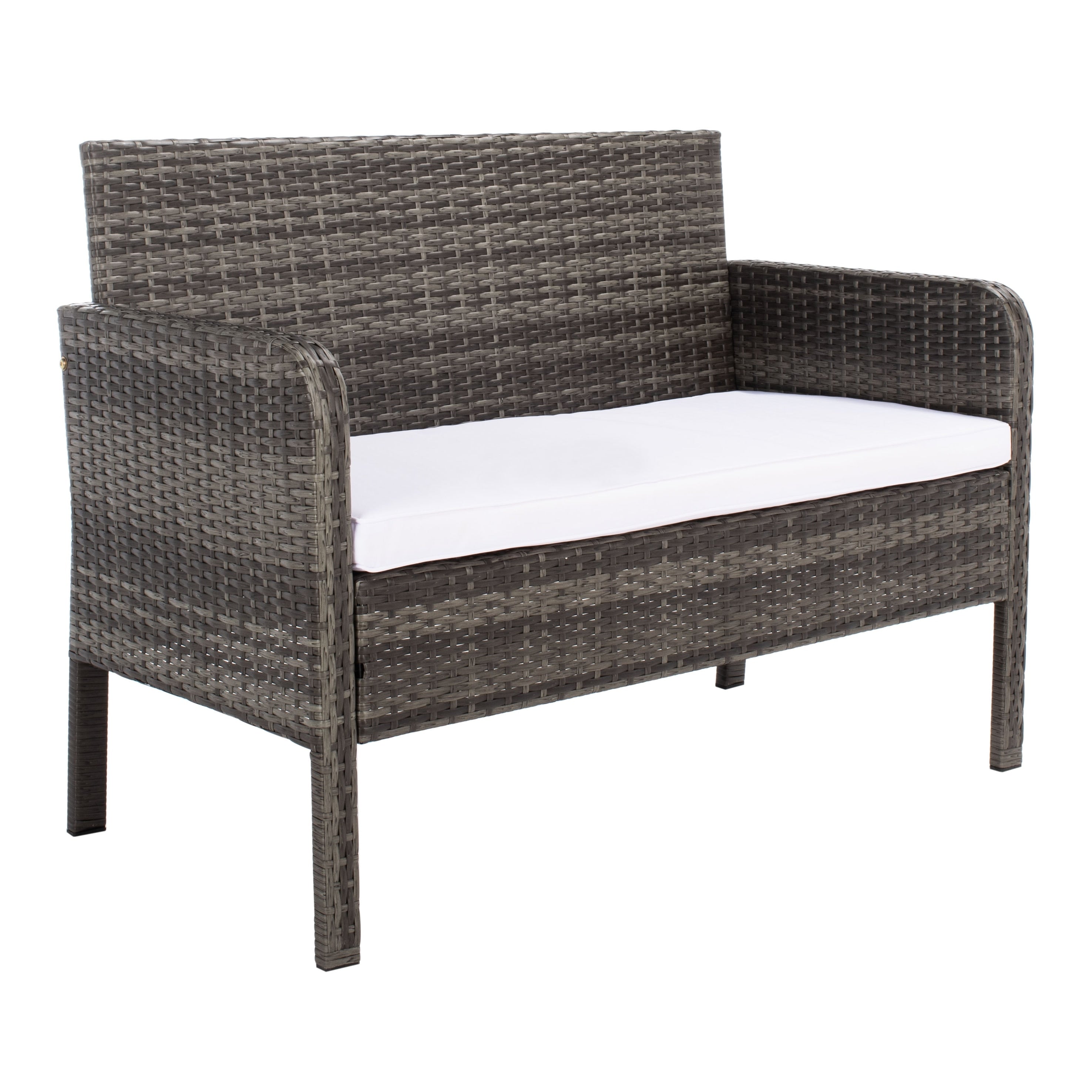 Ensemble de salon de jardin SAFAVIEH Zsolt en osier et acier, 4 pièces, dimensions : 42 l x 31 p x 21 h