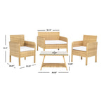 Ensemble de salon de jardin SAFAVIEH Zsolt en osier et acier, 4 pièces, dimensions : 42 l x 31 p x 21 h