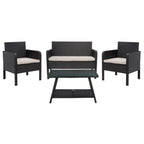 Ensemble de salon de jardin SAFAVIEH Zsolt en osier et acier, 4 pièces, dimensions : 42 l x 31 p x 21 h