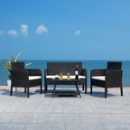 Ensemble de salon de jardin SAFAVIEH Zsolt en osier et acier, 4 pièces, dimensions : 42 l x 31 p x 21 h