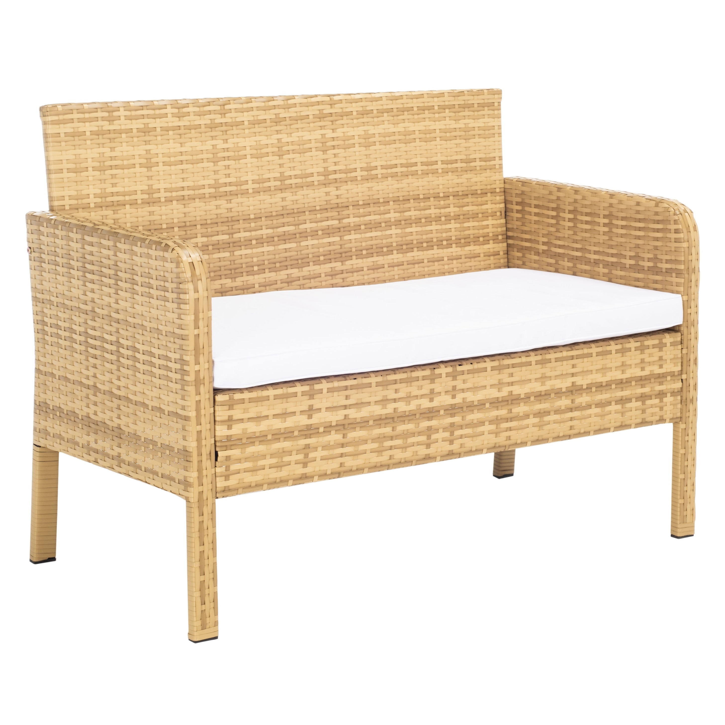 Ensemble de salon de jardin SAFAVIEH Zsolt en osier et acier, 4 pièces, dimensions : 42 l x 31 p x 21 h