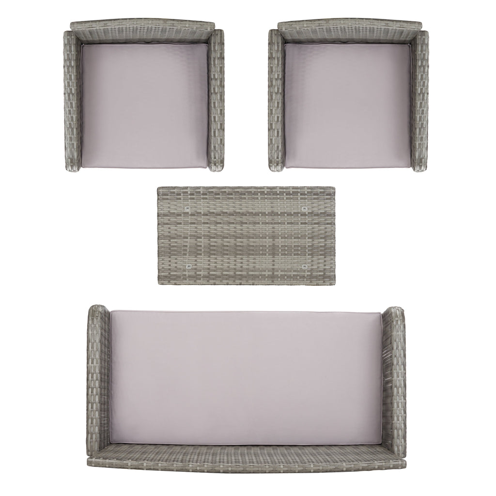 Ensemble de salon de jardin SAFAVIEH Zsolt en osier et acier, 4 pièces, dimensions : 42 l x 31 p x 21 h